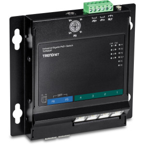 TRENDnet TI-PG62F 6-Port Gigabit Ethernet Front Access Switch, 4 Gigabit PoE+ and 2 Gigabit SFP ports, 12 Gbps switching capacity, DIN-rail/Magnet